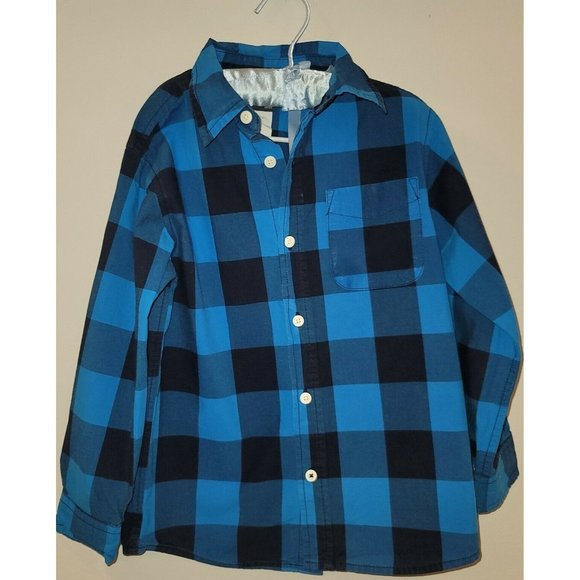 OshKosh Boys  Blue Casual Shirt Plaid Size 6T Long sleeve Button Up - Picture 1 of 4